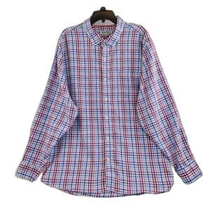 Tommy Bahama Linen Blend Shirt Mens XXL 2XL Plaid Vacation Hawaii Long Sleeve